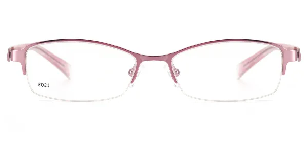 Metal Half Rim Women Fashion Eyeglasses Frame For Optical Prescription Lens - Pink