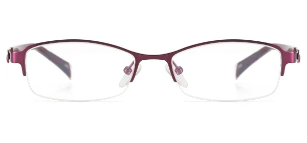 Metal Half Rim Women Fashion Eyeglasses Frame For Optical Prescription Lens - Purple