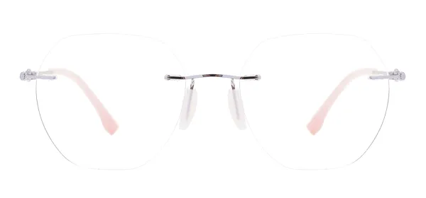 Metal Hexagon Rimless Spectacles -Silver