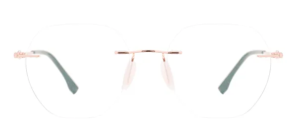 Metal Hexagon Rimless Spectacles -Rose_Gold
