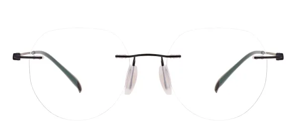 Round Rimless Eyeglasses-Black