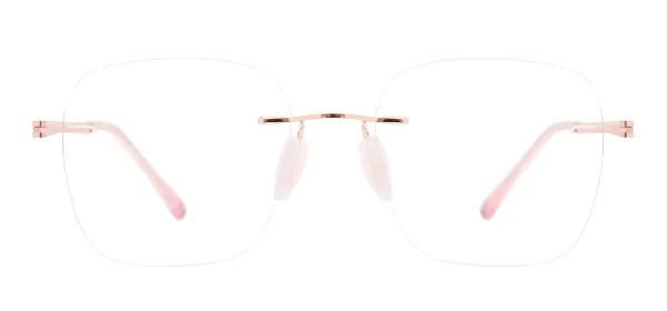 Square Rimless Glasses Frame-Rose_Gold