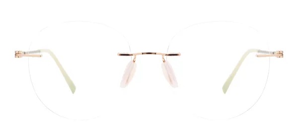 Big Round Rimless Eyeglasses Frame-Gold
