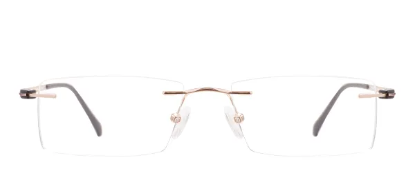 Rimless Rectangular Spectacles-Gold