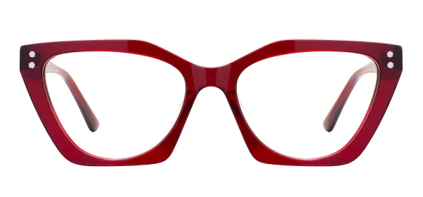 Cat Eye Clear Spectacles (Transparent Red)