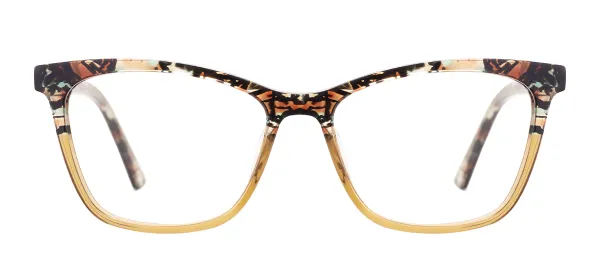 Colorful Cat Eye Glasses (Transparent Brown)