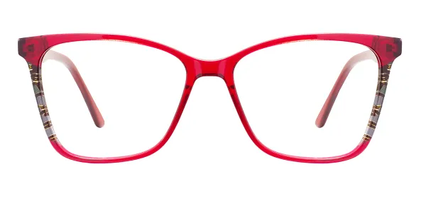 Women Cat Eye Glasses (Transparent Red)