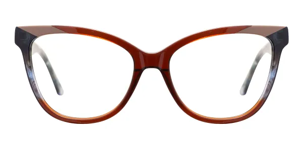 Women Cat Eye Spectacles (Transparent Brown)
