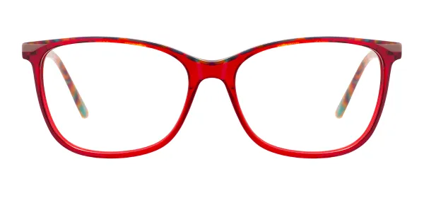 Women's Rectangular Glasses (Transparent Red)
