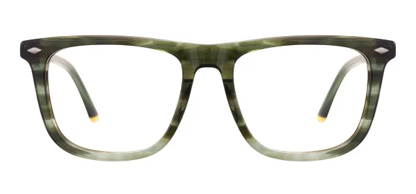 Acetate Square Glasses (Transparent Green)