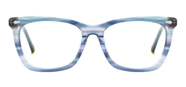 Acetate Rectangular Glasses (Transparent Blue)
