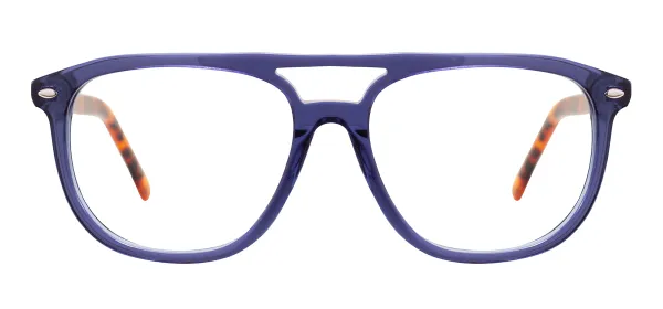 Double Bridge Acetate Eyeglasses (Transparent Blue)