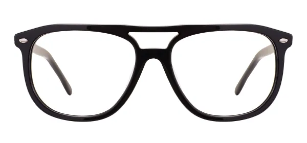 Double Bridge Acetate Eyeglasses (Black)