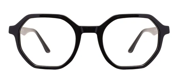 Acetate Geometric Eyeglasses (Black)