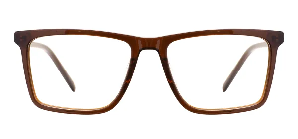 Men Square Eyeglasses (Transparent Brown)