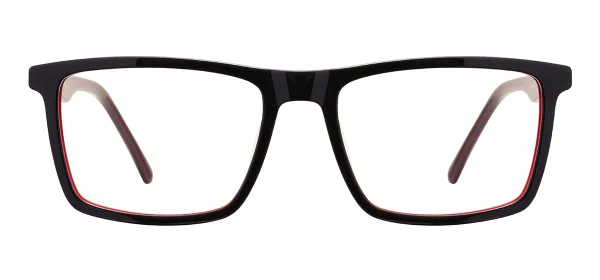 Classic Rectangular Spectacles (Black Red)