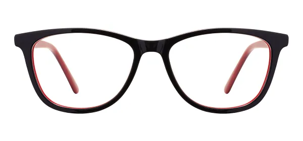 Women Oval Glasses (Black Red)