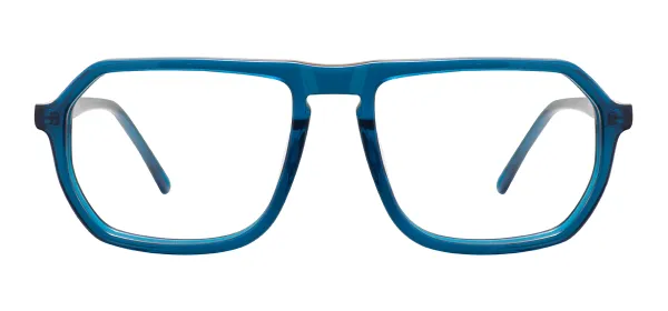 Square Acetate Spectacles (Transparent Blue)