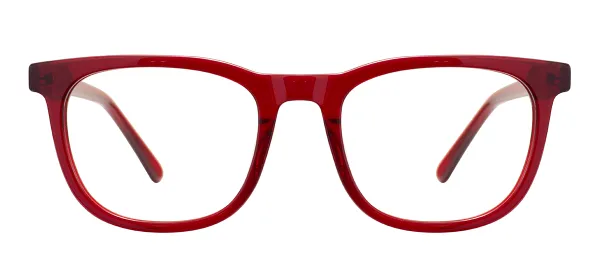 Women Square Glasses (Transparent Red)