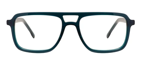 Rectangular Double Bridge Spectacles (Transparent Green)