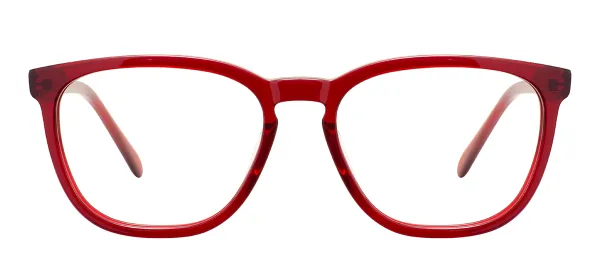 Acetate Square Spectacles (Transparent Red)