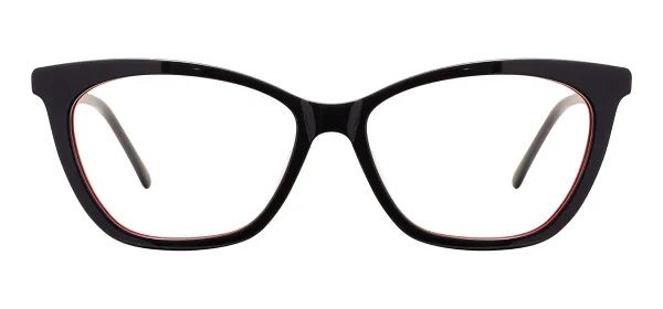 Acetate Cat Eye Glasses (Black Red)