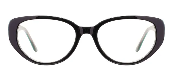 Retro Cat Eye Eyeglasses (Black & Green)