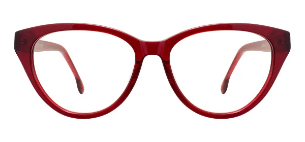 Women Cat Eye Glasses (Transparent Red)