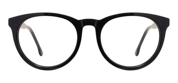 Retro Round Acetate Glasses (Black)