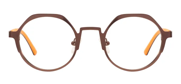 Metal Round Eyeglasses  (Brown)