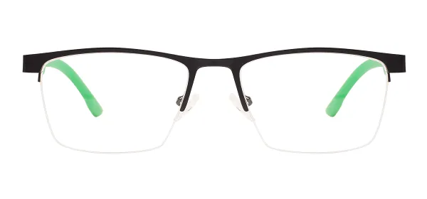 Rectangular Half-rim Eyeglasses (Black & Green)