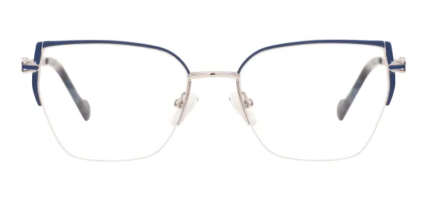 Stylish Half Rim Glasses (Blue & Silver)