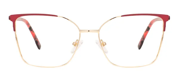 Vintage Square Glasses (Red & Gold)
