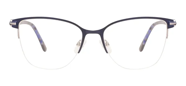Square Half Rim Eyeglasses (Blue)