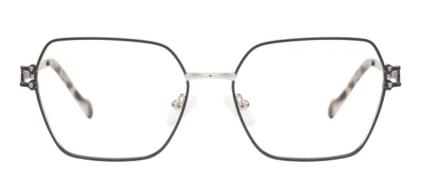 Classic Square Eyeglasses (Black & Silver)