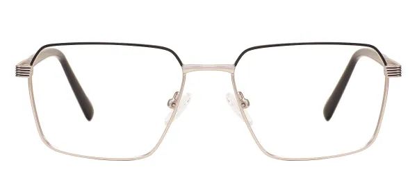 Classic Rectangle Eyeglasses (Black & Silver)
