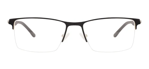 Large Metal Half Rim Glasses (Black)