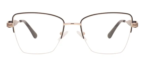 Metal Half Rim Eyewear (Black & Gold)