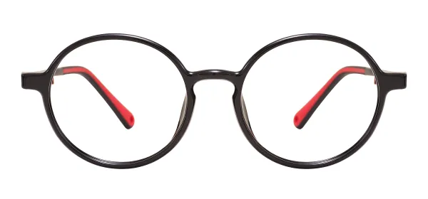 Chic Kids Round Eyeglasses (Black Red)