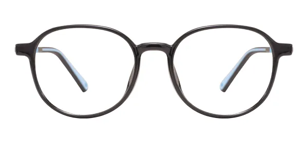 Kids Oval Glasses (Black & Blue)