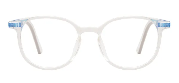 Kids Retro Round Glasses (Transparent Blue)