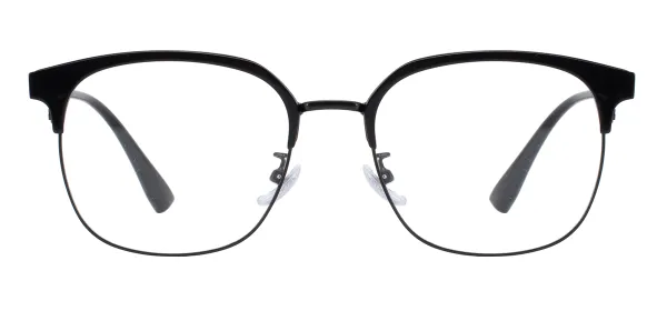 Fashion Round Browline Eyeglasses (Black)