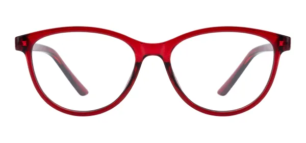 TR90 Small Oval Eyeglasses (Transparent Red)