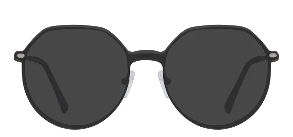 Metal Geometric Eyeglasses with Clip (Magenta)