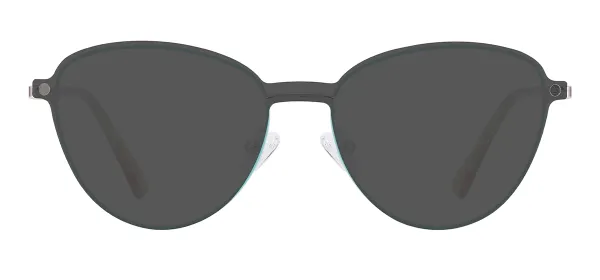 Oval Metal Sunglasses with Clip (green)
