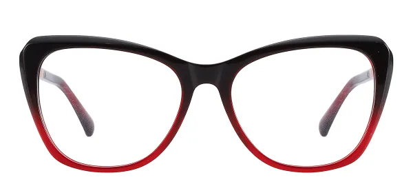 Trendy Cat Eye Acetate Spectacles (Black Red)