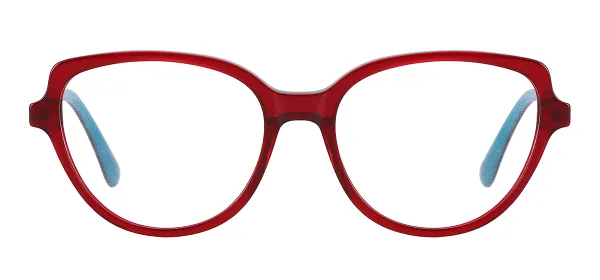 Trendy Oval Full Rim Eyewear (Red)