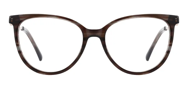 Retro Round Acetate Eyeglasses (Brown)