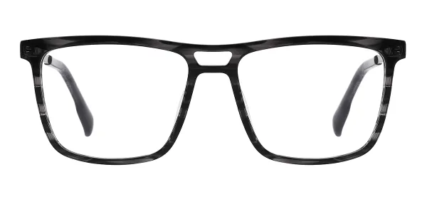 Double Bridge Square Acetate Eyeglasses (Gray)