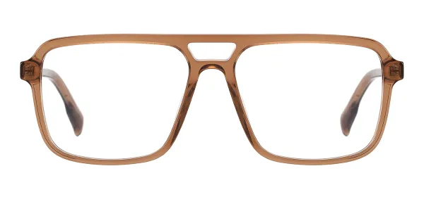 Classic Square Double Bridge Glasses (Transparent Brown)